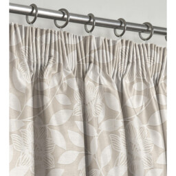 Luxury Leaf Jacquard Curtain Pair - Cream / 90in / 72in - thumbnail 3
