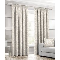 Luxury Leaf Jacquard Curtain Pair - Cream / 90in / 72in