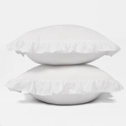 Pack Of Linen Frill Cushion Covers - White / 2 - thumbnail 3