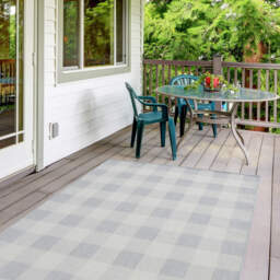 Ecology Collection Checkered Outdoor Rug - Grey / 120cm - thumbnail 5