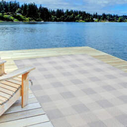 Ecology Collection Checkered Outdoor Rug - Grey / 120cm - thumbnail 3