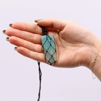 Amazonite Flat Point Pendant, Handcrafted Adjustable Jewelry - Teal