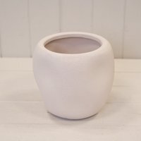 White Textured Stone Plant Pot - White