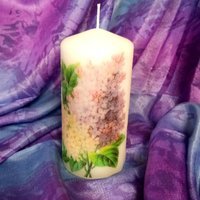 Spring Pillar Candle  - White / Lilac