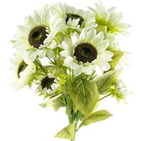 Pack Of 6 White Artificial Sunflower Stems - White