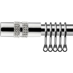 16-19mm Sparkle Extendable Durable Metal Curtain Pole Set - Chrome / 160cm - thumbnail 2
