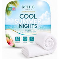 2.5 Tog Summer Duvet Quilt - Striped Microfibre, Lightweight, Breathable & Hypoallergenic - White / Double