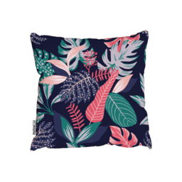 Painted Tropical Exotic Leaves Outdoor Cushion - Pink / 60cm - thumbnail 2