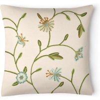 Floral Embroidered Cushion - Duck Egg / 43cm