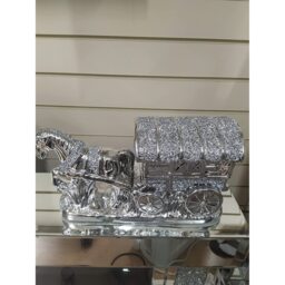 Horse With Wagon Gypsy Crushed Diamond Carriage Ornament - Silver - thumbnail 5