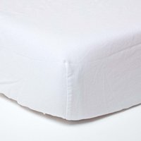 Linen Extra Deep Fitted Sheet - White / Double