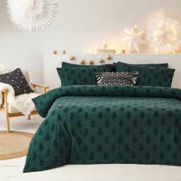 Tufted Festive Tree Duvet Cover Set - Pine Green / Single - thumbnail 2