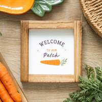 WELCOME TO OUR PATCH WOODEN FRAME SIGN  - Narural - thumbnail 1