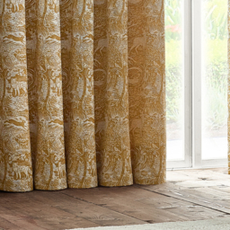 Set of 2 Winter Woods Chenille Eyelet Curtains - Ochre / 117cm / 183cm - thumbnail 5