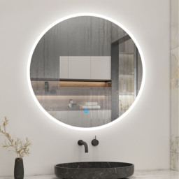 Round Bathroom Wall Mirror with LED Lights - White / 60cm - thumbnail 2