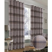 Warrington Check Faux Wool Lined Blackout Eyelet Curtains - Grey / 229cm / 183cm