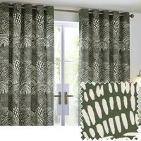 Set of 2 Nola Abstract Cotton Eyelet Curtains - Olive / 117cm / 183cm - thumbnail 1