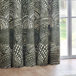 Set of 2 Nola Abstract Cotton Eyelet Curtains - Olive / 117cm / 183cm - thumbnail 4