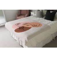 Modern Contemporary Minimalist Woman Portrait Blanket - White - image 1