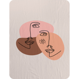 Modern Contemporary Minimalist Woman Portrait Blanket - White - thumbnail 2