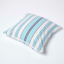 Homescapes Cotton New England Stripe Cushion Cover - Blue / 45cm - thumbnail 4