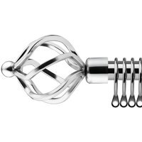 16-19mm Cage Extendable Durable Metal Curtain Pole Set - Chrome / 120cm
