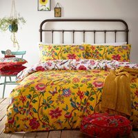 Tropical Floral Duvet Cover Set - Yellow / Double