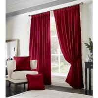 Adiso Pencil Pleat Taped Top Curtains - Medium Red / 117cm / 229cm