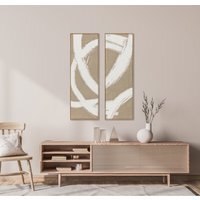 Set of 2 Hand Painted Canvases - Taupe