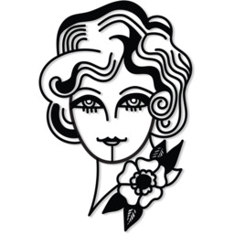 Woman in Flowers Wall Art Metal Decorative Object - Black - Black - thumbnail 2