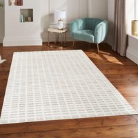 Mabel Modern Contemporary Living Room Area Rug - Grid Geometric Design - Stone / 290cm - image 1