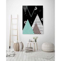 'Abstract Geometric Scandinavian' Graphic Art Print on Canvas - Green / 91cm / 61cm - thumbnail 2
