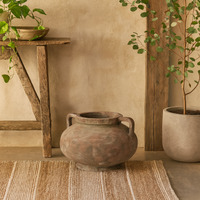 Meadowhaze Large Stoneware Pelike Vase Soft Double Handles - Brown