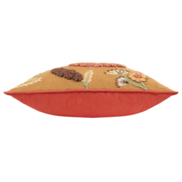 Mushroom Dell Embroidered Cotton Cushion - Autumn Gold / 80 Feather 20 Polyester - thumbnail 3