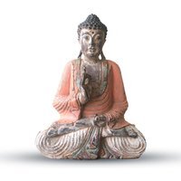 Vintage Hand Carved Buddha Statue 40cm Teaching Transmission - Orange