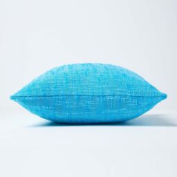 Homescapes Nirvana Cotton Cushion Cover - Teal / Machine washable at 40 deg. C / 60cm - thumbnail 2