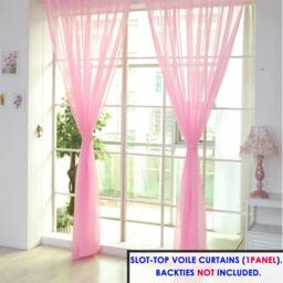 Voile Panel Curtain Slot Top - Pink / 90in - thumbnail 3