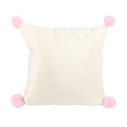 Square Sugarplum Christmas Cushion with Pom Poms Festive Home Decor - White - thumbnail 4