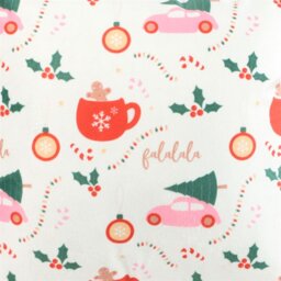 Square Sugarplum Christmas Cushion with Pom Poms Festive Home Decor - White - thumbnail 2