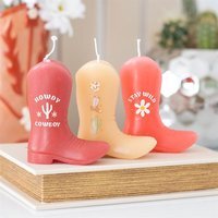 Cowboy Boot Candle Trio Western Decor Delight - Multicolor