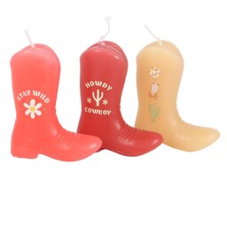 Cowboy Boot Candle Trio Western Decor Delight - Multicolor - thumbnail 4