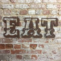 "Personalised Letters , Eat Plaque , Home Decor , Carnival Lettering 12"" Tall - Rusted"