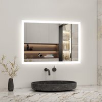 LED illuminated Bathroom Mirror Anti-fog Rectangle - White / 80cm - thumbnail 1