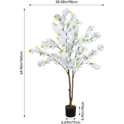 Potted Artificial Cherry Blossom Tree - White - thumbnail 2