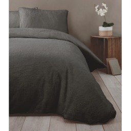 Teddy Fleece Polyester Duvet Set With Pillowcase - Charcoal / Single - thumbnail 2
