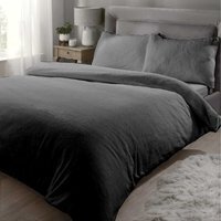 Teddy Fleece Polyester Duvet Set With Pillowcase - Charcoal / Single - thumbnail 1