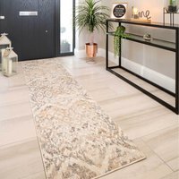Distressed Diamond Geometric Living Area Rug - Beige / 240 x 60cm - image 1