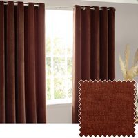 Heavy Chenille Velvet Room Darkening Eyelet Curtains - Nutmeg / 168cm / 229cm - image 1