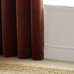 Heavy Chenille Velvet Room Darkening Eyelet Curtains - Nutmeg / 168cm / 229cm - thumbnail 3
