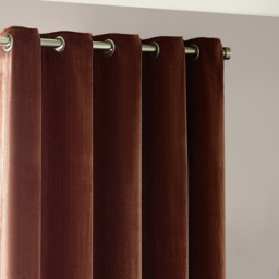 Heavy Chenille Velvet Room Darkening Eyelet Curtains - Nutmeg / 168cm / 229cm - thumbnail 4